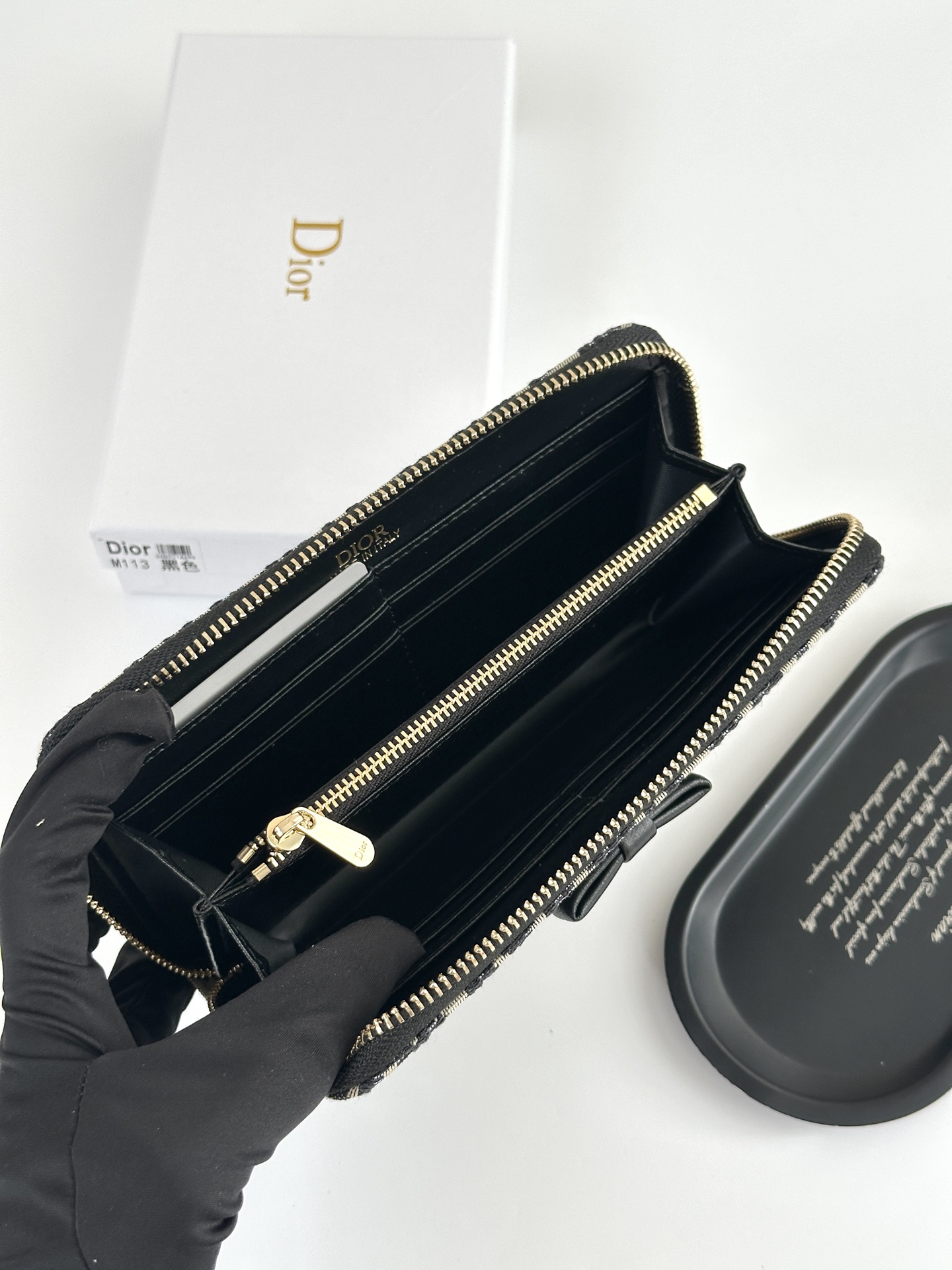 Lady Dior Mini Wallet – Black Cannage Lambskin - Image 3