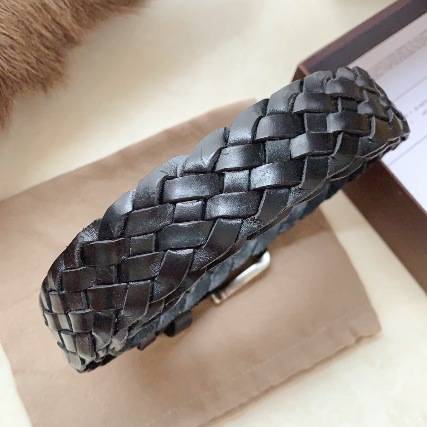 Bottega Veneta Hand-Woven Intrecciato Leather Belt - Image 4