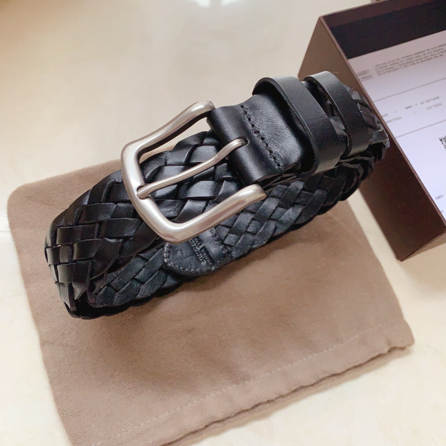 Bottega Veneta Hand-Woven Intrecciato Leather Belt - Image 6